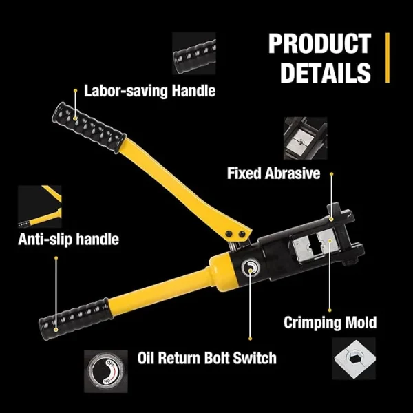 YQK-300 Hydraulic Crimping Tool Cable Crimping Tool, Hydraulic Lug Crimper, Electrical Terminal Crimper with 11 Pairs of Die Sets - Image 3